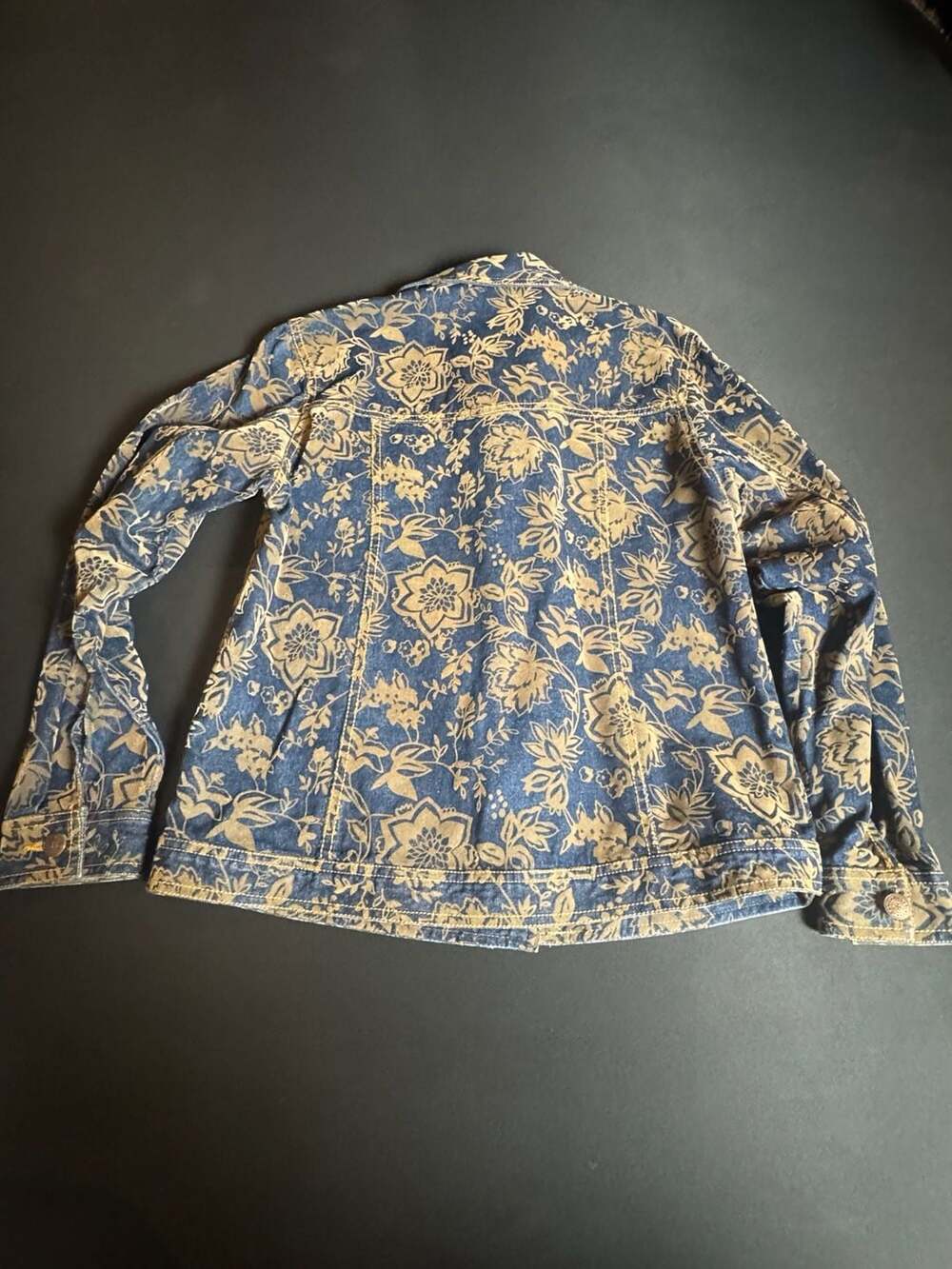 Bill Blass Petite Floral Print Denim Jacket Size PM - Picture 2 of 7